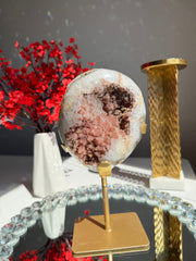 Rare red matte druzy Amethyst geode Healing crystals 2771